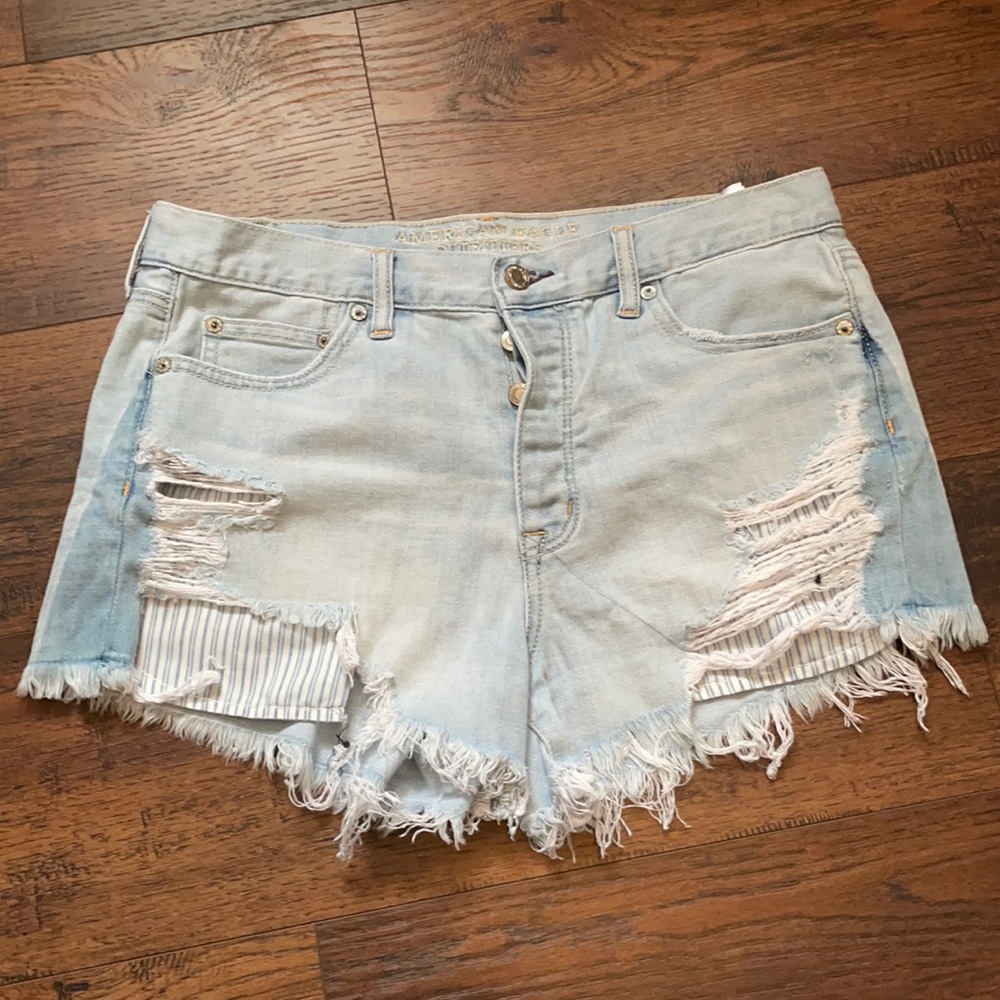 Light wash denim shorts